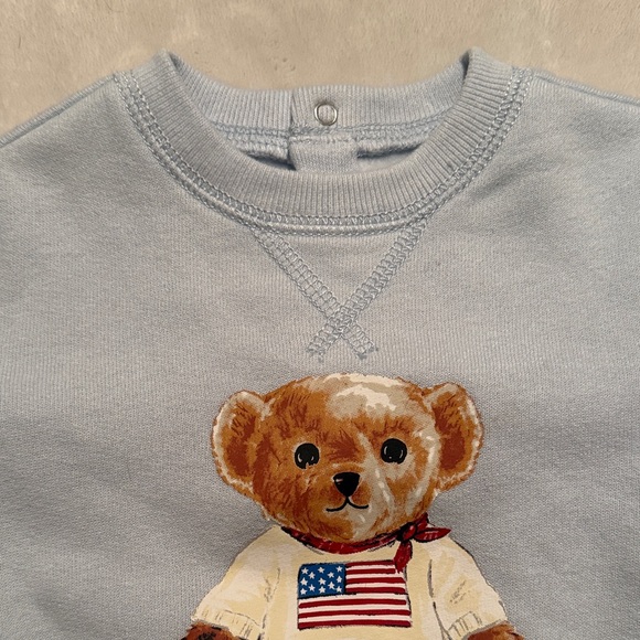 Blue Bear Print Kids One Piece - Picture 4 of 6